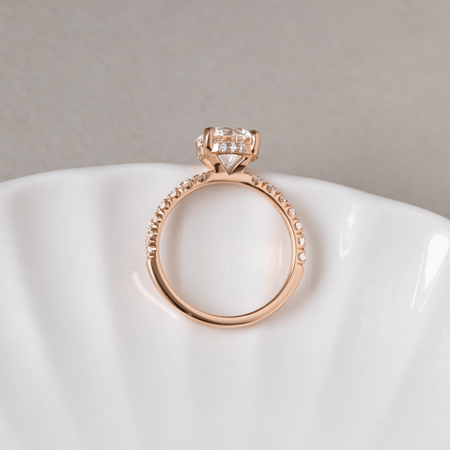 1.80 Carat Lab Grown Round Diamond Hidden Halo Engagement Ring in Rose Gold - Sadie