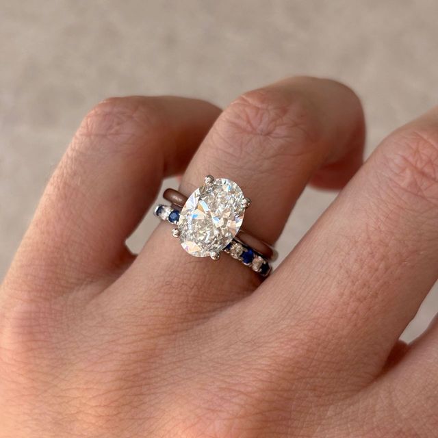 0.25 Carat Natural Round Blue Sapphire And Diamond Micro Set Half Eternity Ring in Platinum