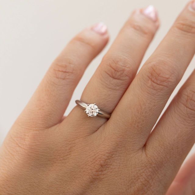 0.75 Carat Natural Round Diamond Solitaire Engagement Ring in Platinum - Favian