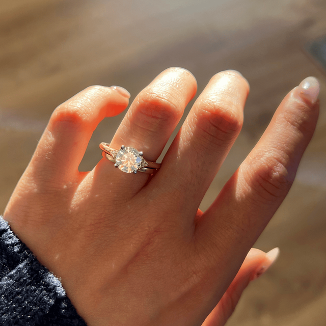 1.40 Carat Lab Grown Round Diamond Vintage Engagement Ring in Two Tone - Francis
