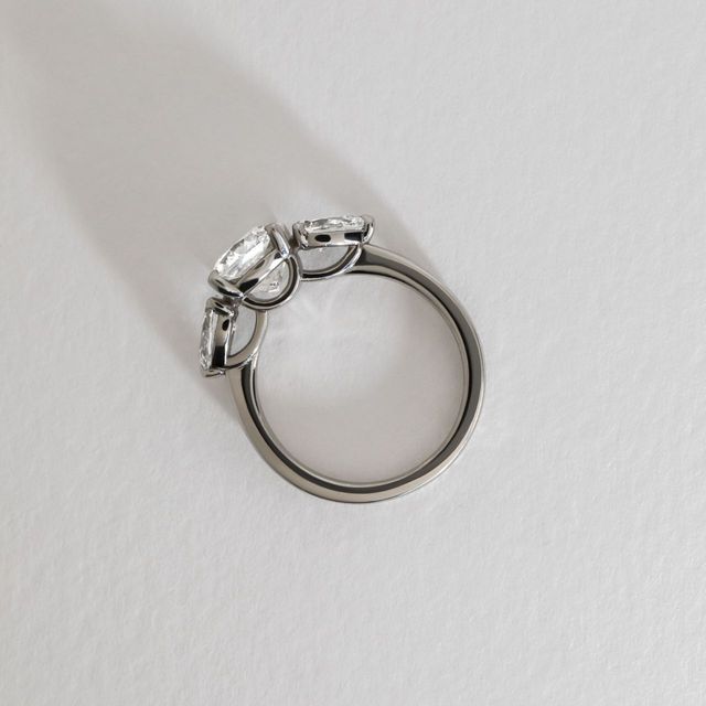 2 Carat Lab Grown Cushion Diamond Trilogy Engagement Ring in Platinum - Vivian