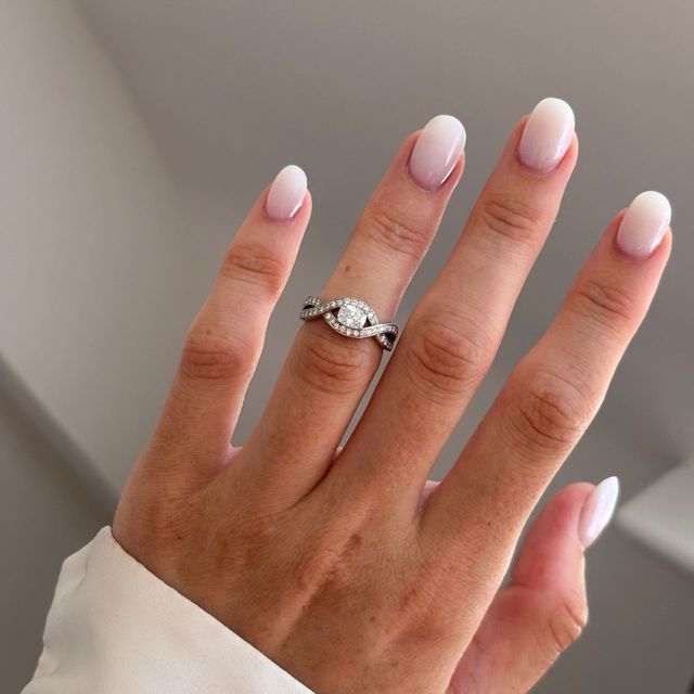 0.50 Carat Lab Grown Elongated Cushion Infinity Diamond Band Engagement Ring in Platinum