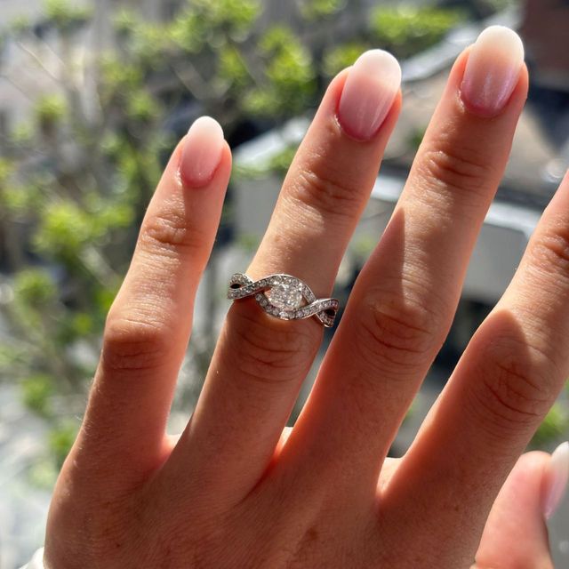 0.50 Carat Lab Grown Elongated Cushion Infinity Diamond Band Engagement Ring in Platinum