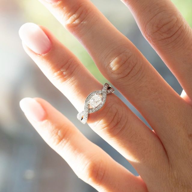 0.50 Carat Lab Grown Elongated Cushion Infinity Diamond Band Engagement Ring in Platinum