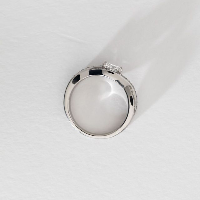 0.50 Carat Lab Grown Elongated Cushion Infinity Diamond Band Engagement Ring in Platinum