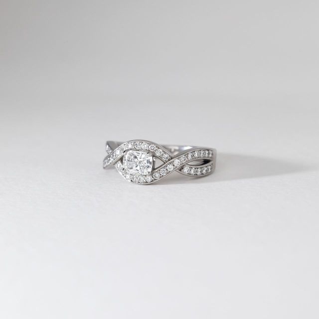 0.50 Carat Lab Grown Elongated Cushion Infinity Diamond Band Engagement Ring in Platinum