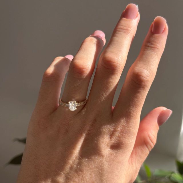0.80ct Carat Lab Grown Elongated Cushion Diamond Vintage Engagement Ring in 14k Yellow Gold - Bespoke