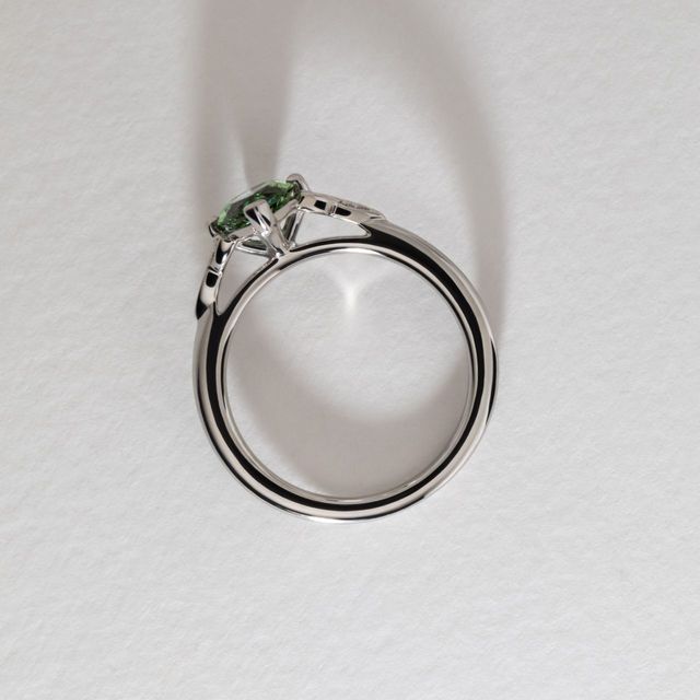 1.90 Carat Lab Grown Marquise Green Diamond Celtic Engagement Ring in Platinum - Celtic Song