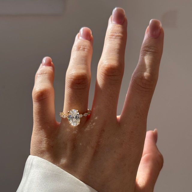 2.50 Carat Lab Grown Oval Diamond Band Engagement Ring in Yellow Gold - Laura