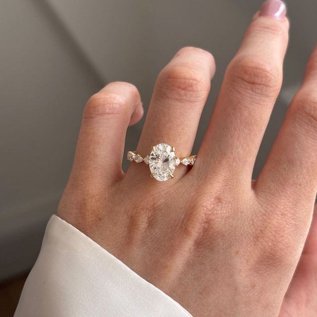 2.50 Carat Lab Grown Oval Diamond Band Engagement Ring in Yellow Gold - Laura