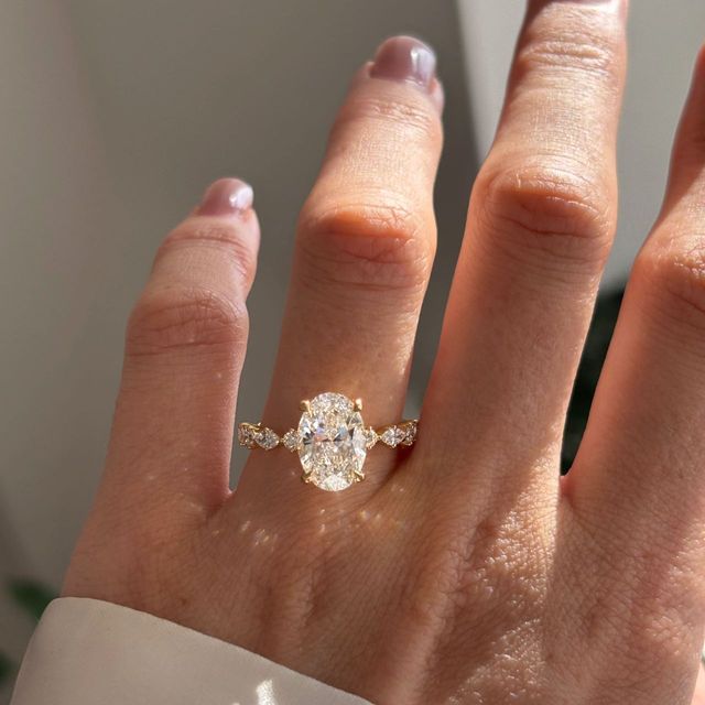 2.50 Carat Lab Grown Oval Diamond Band Engagement Ring in Yellow Gold - Laura