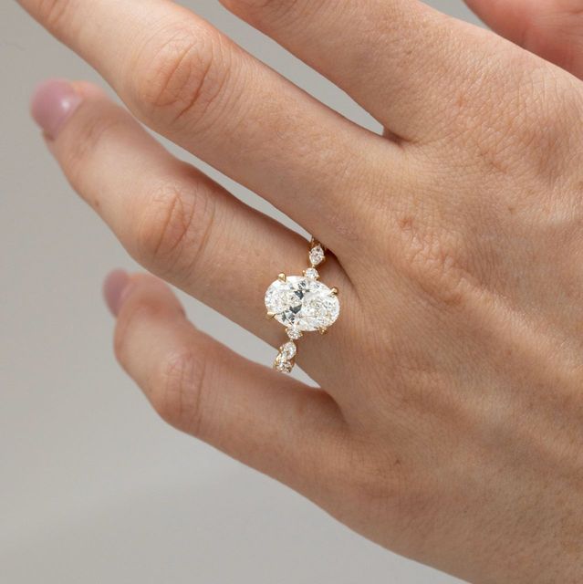 2.50 Carat Lab Grown Oval Diamond Band Engagement Ring in Yellow Gold - Laura