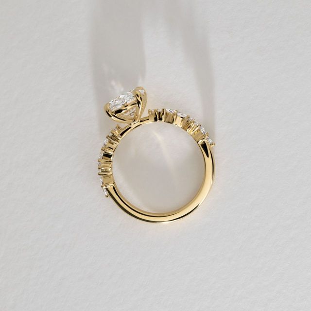 2.50 Carat Lab Grown Oval Diamond Band Engagement Ring in Yellow Gold - Laura