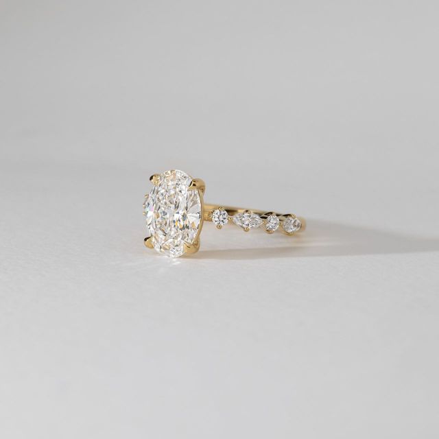 2.50 Carat Lab Grown Oval Diamond Band Engagement Ring in Yellow Gold - Laura