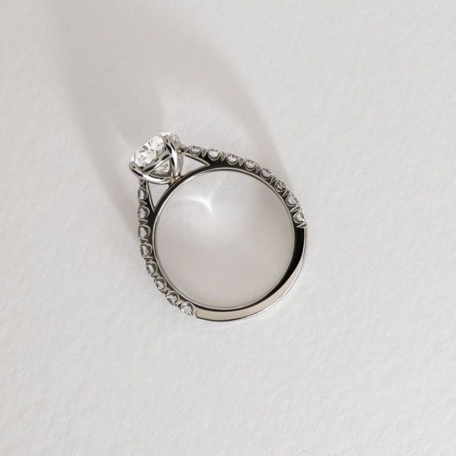 1.80 Carat Lab Grown Oval Diamond Pavé Engagement Ring in Platinum - Avery