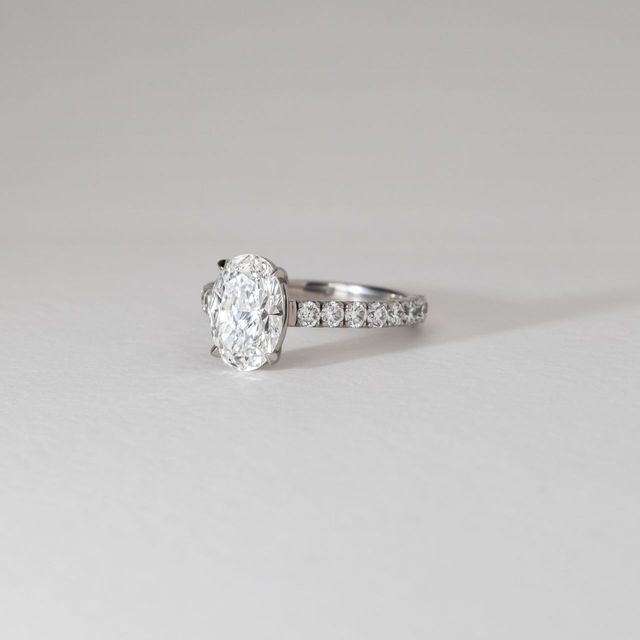 1.80 Carat Lab Grown Oval Diamond Pavé Engagement Ring in Platinum - Avery