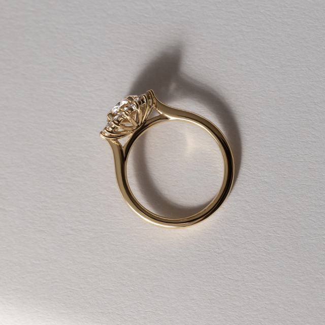 2 Carat Lab Grown Oval Pink Diamond Cluster Engagement Ring in Yellow Gold - Windermere