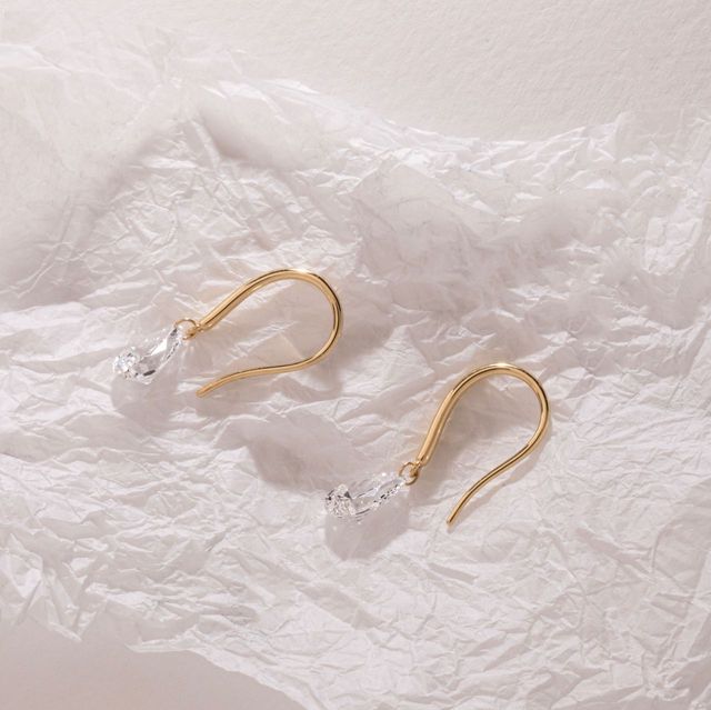 3 Carat Lab Grown Pear Shape Floating Drop Earrings in Yellow Gold