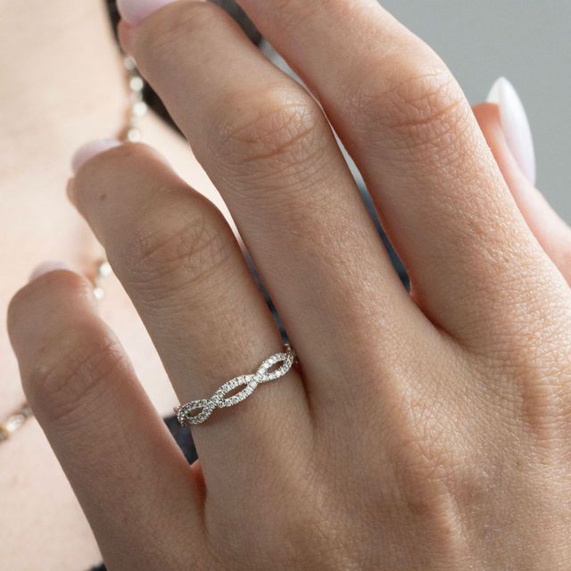 0.40 Carat Natural Round Diamond Micro-Set Infinity Wedding Band in 18k White Gold