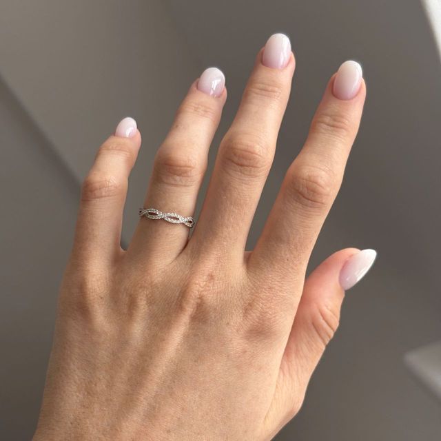 0.40 Carat Natural Round Diamond Micro-Set Infinity Wedding Band in 18k White Gold
