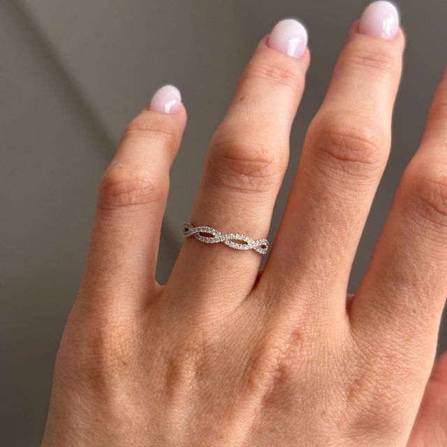 0.40 Carat Natural Round Diamond Micro-Set Infinity Wedding Band in 18k White Gold