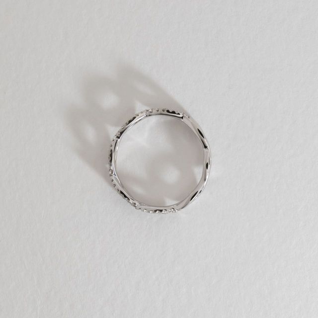 0.40 Carat Natural Round Diamond Micro-Set Infinity Wedding Band in 18k White Gold