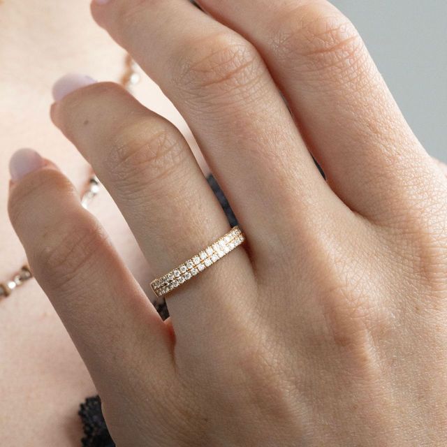 0.50 Carat Lab Grown Round Diamond Double-Row Eternity Band in Yellow Gold - Rhodes