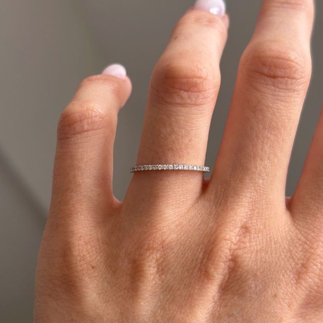 0.15 Carat Natural Round Diamond Microset Eternity Ring in White Gold