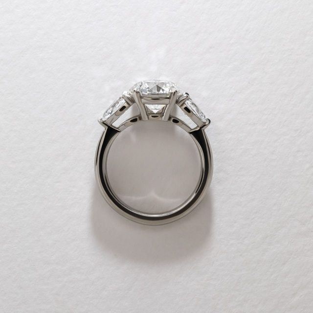2.70 Carat Lab Grown Round Diamond Trilogy Engagement Ring in Platinum - Nimi