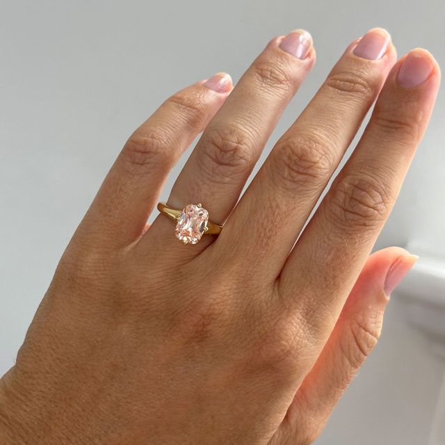 3 Carat Elongated Cushion Pink Diamond Solitaire Engagement Ring in Yellow Gold - Blair