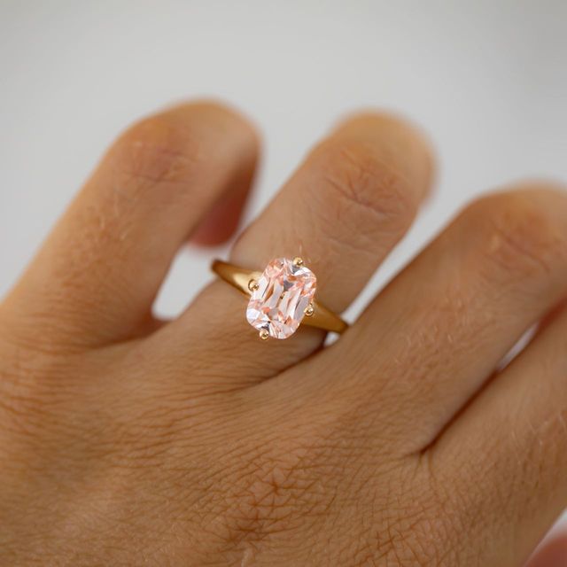3 Carat Elongated Cushion Pink Diamond Solitaire Engagement Ring in Yellow Gold - Blair
