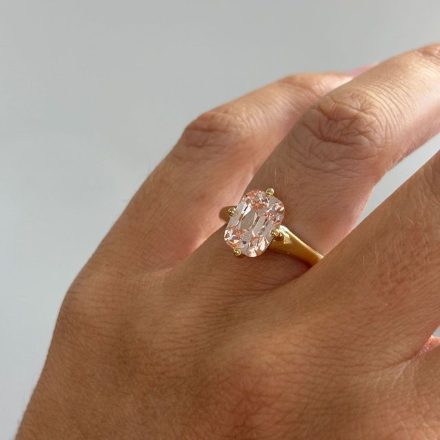 3 Carat Elongated Cushion Pink Diamond Solitaire Engagement Ring in Yellow Gold - Blair
