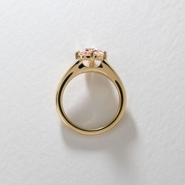 3 Carat Elongated Cushion Pink Diamond Solitaire Engagement Ring in Yellow Gold - Blair