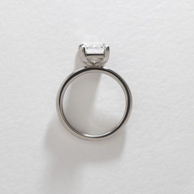 3.20 Carat Lab Grown Emerald Cut Diamond Solitaire Engagement Ring in Platinum - Chelsea