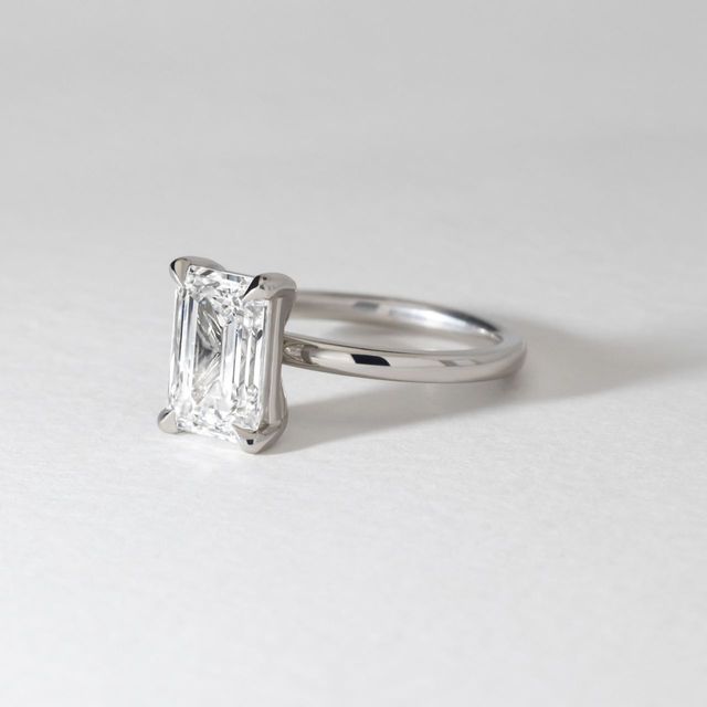 3.20 Carat Lab Grown Emerald Cut Diamond Solitaire Engagement Ring in Platinum - Chelsea