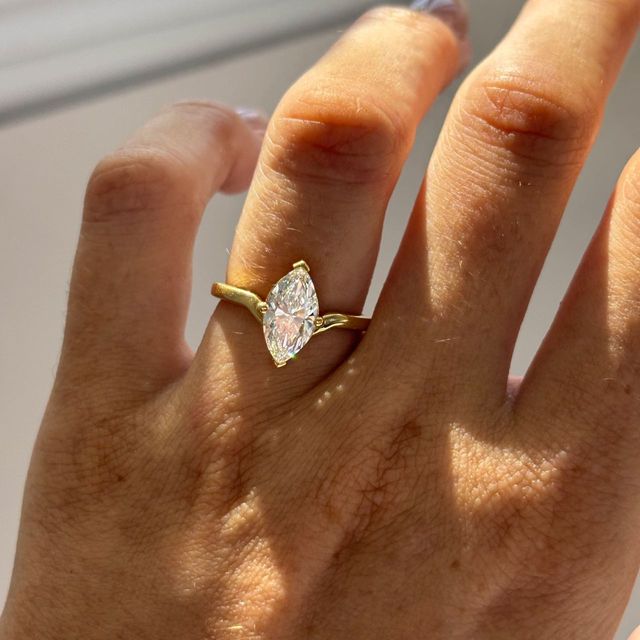 1.50 Carat Lab Grown Marquise Diamond Solitaire Engagement Ring in Yellow Gold - Ferre