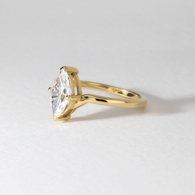 1.50 Carat Lab Grown Marquise Diamond Solitaire Engagement Ring in Yellow Gold - Ferre