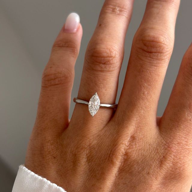 0.60 Carat Lab Grown Marquise Diamond Solitaire Engagement Ring in Platinum - Serena