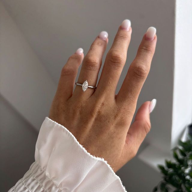 0.60 Carat Lab Grown Marquise Diamond Solitaire Engagement Ring in Platinum - Serena