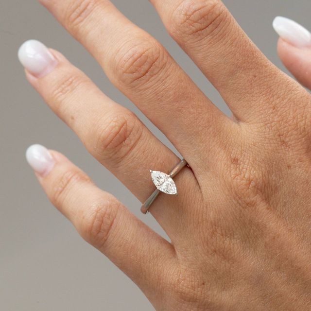0.60 Carat Lab Grown Marquise Diamond Solitaire Engagement Ring in Platinum - Serena