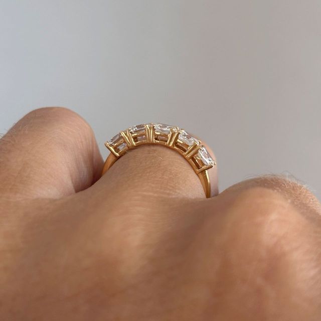 1.50 Carat Lab Grown Old Mine Cushion Cut Diamond Wedding Band in Yellow Gold - Bespoke