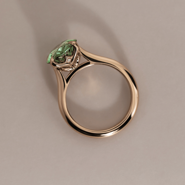 4.30 Carat Lab Grown Oval Green Diamond Solitaire Engagement Ring in Rose Gold - Aerin