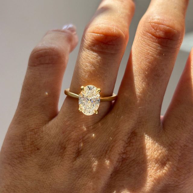 2.50 Carat Lab Grown Oval Diamond Hidden Halo Engagement Ring in Yellow Gold - Geraldine