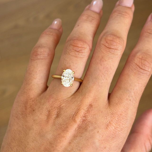 2.50 Carat Lab Grown Oval Diamond Hidden Halo Engagement Ring in Yellow Gold - Geraldine