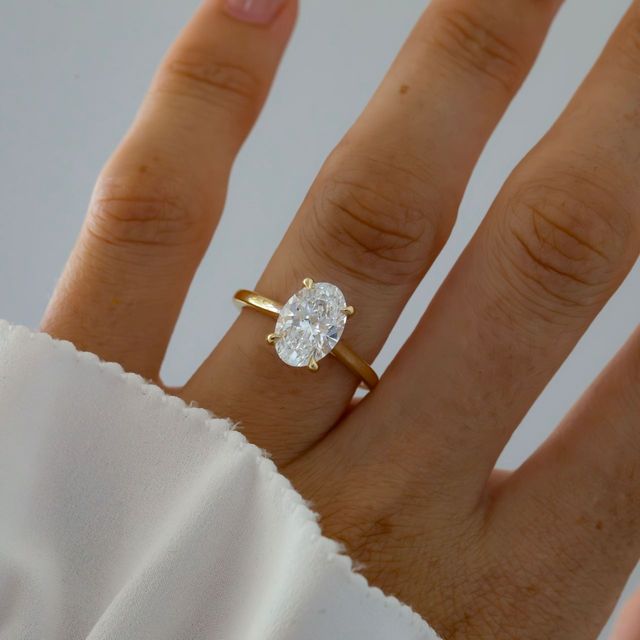 2.50 Carat Lab Grown Oval Diamond Hidden Halo Engagement Ring in Yellow Gold - Geraldine