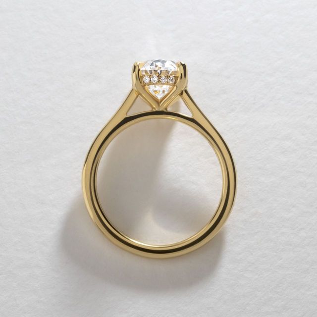 2.50 Carat Lab Grown Oval Diamond Hidden Halo Engagement Ring in Yellow Gold - Geraldine