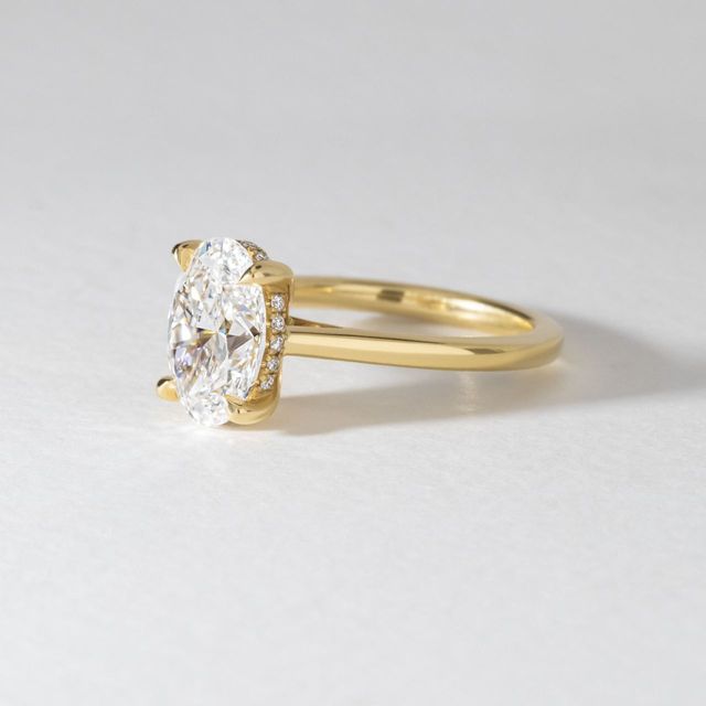 2.50 Carat Lab Grown Oval Diamond Hidden Halo Engagement Ring in Yellow Gold - Geraldine
