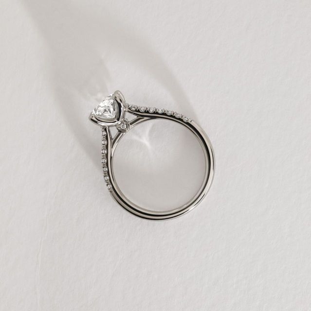2 Carat Lab Grown Oval Diamond Band Engagement Ring in Platinum - Jiani Customised