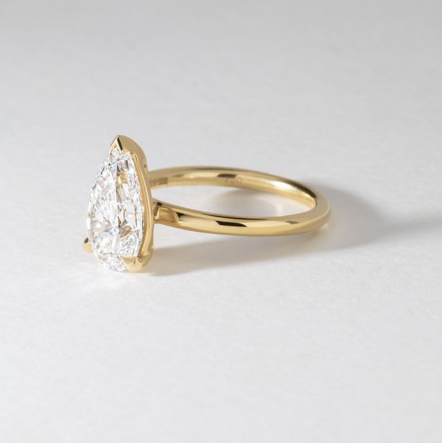 2.50 Carat Lab Grown Pear Diamond Solitaire Engagement Ring in Yellow Gold - Chelsea