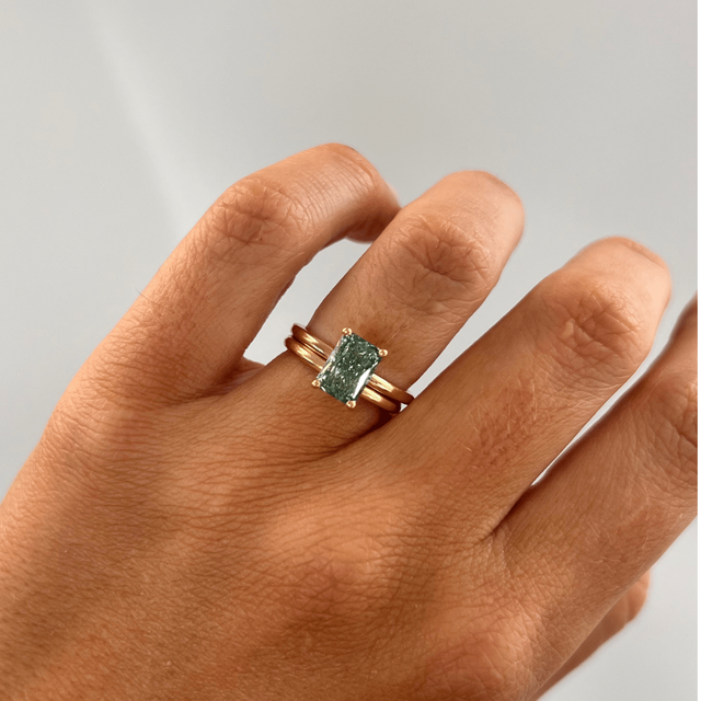 2 Carat Lab Grown Radiant Green Diamond Solitaire Engagement Ring in Yellow Gold - Chelsea